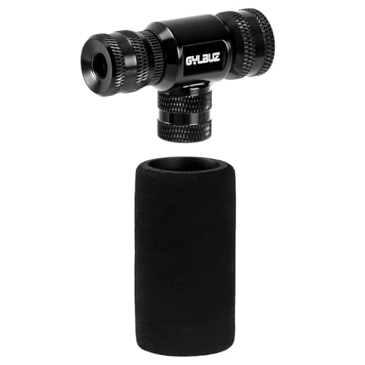 Gylbuz CO2 Bike Tire Inflator: Presta and Schrader Valve Compatible Portable Co2 Bicycle Pump with Insulated Sleeve for Road and Mountain Bikes -No CO2 Cartridges Included, Quick & Easy/Black