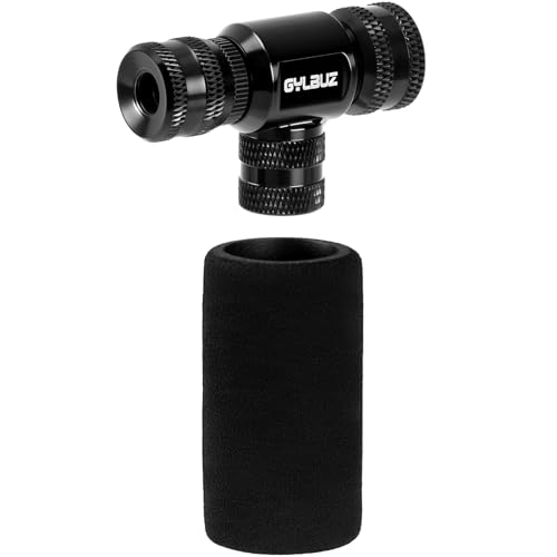 Gylbuz CO2 Bike Tire Inflator: Presta and Schrader Valve Compatible Portable Co2 Bicycle Pump with Insulated Sleeve for Road and Mountain Bikes -No CO2 Cartridges Included, Quick & Easy/Black