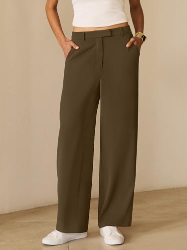 ANRABESS Womens Wide Leg Business Casual Pants 2026 High Elastic Waisted Loose Fit Work Office Trousers Slacks Outfits Coffee X-Large — view 2