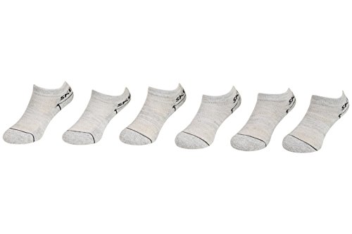 Skechers Boy's 6-Pairs Light Pastel Gray Low Cut Socks Sz: 5-6.5 Fits 4-8.5
