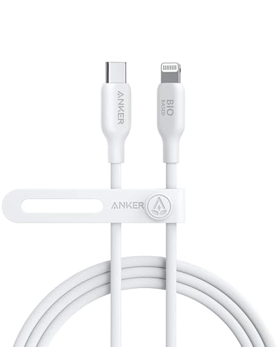 Anker USB-C to Lightning 541 (White 6ft) MFi Certified Bio-Based Fast Charging for iPhone 14/14 Pro/14 Plus/14 Pro Max iPhone 13 and 12 Series (Charger Not Included)