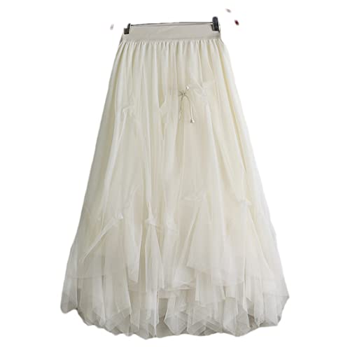 Jupe plissée pour femme beige à taille haute stretch agréable
