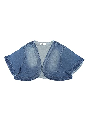 Agnes Orinda Cárdigan de mezclilla de talla grande para mujer, chaquetas cortas informales, chaqueta vaquera de manga corta, encogimiento de hombros Azul 3X Cover