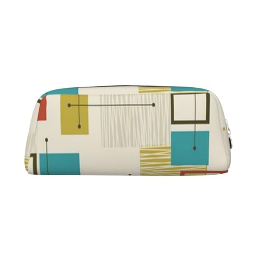 Astuccio per matite con stampa moderna di metà secolo spazioso ed con cerniera astuccio per da ufficio Taglia unica elegante argento