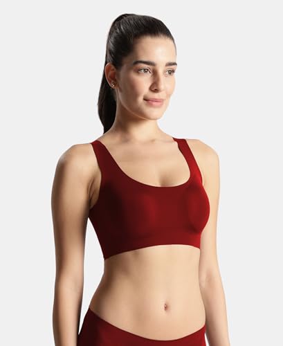 Image of Jockey 1840 Women Wirefree Padded Microfiber Elastane Full Coverage Bonded Tech Lounge Bra