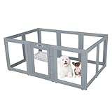 Everfront Clear Dog Play Pen - Easy Assemble Durable Plastic Acrylic Dog Playpen - Dog Playpen Indoor, Puppy Playpen, Cat Playpen, Small Animal Playpen, Dog Play Pen Indoors (Grey, 23.6" H, 10PCS)