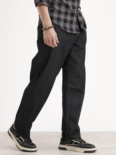 Image of WROGN Men's Cotton Jeans | Mid Rise | Loose Fit