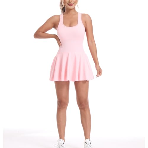 Nomuamu Dress with Shorts, Plush Backless Active Dress-Easy Peezy, Sleeveless Tennis Skirt Sets3
