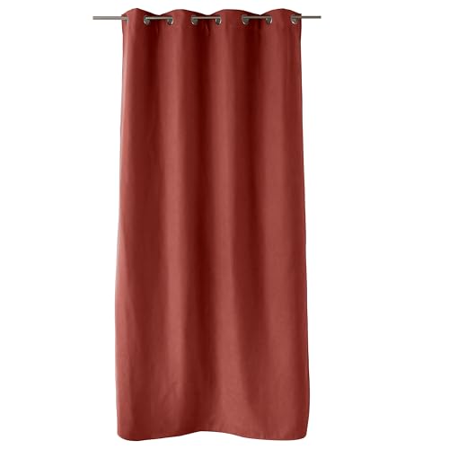 ED ENJOY HOME Rideau Thermique Occultant avec Œillets, Terre Cuite, 135x240cm, 100% Polyester, Velours Tramé, Doublure Polaire, Collection Nordica