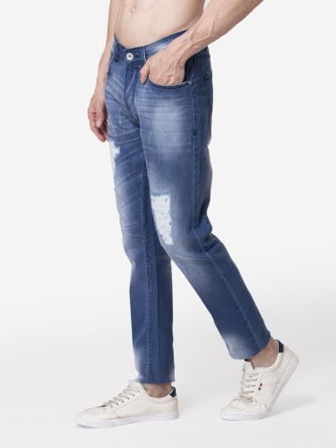 Image of Allen Cooper Slim Mid Rise Stretchable Denim Jeans for Men