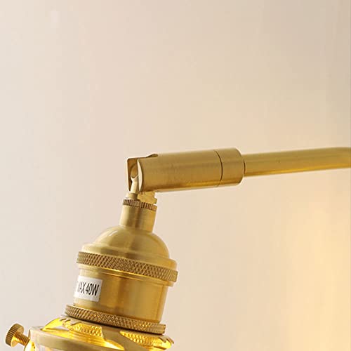 Aplique de pared E27 ajustable de latón cepillado interior y lámpara de madera 6