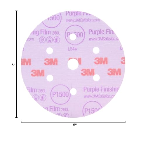 Image of 3M Hookit Purple 5 inch P800 Grit, 30570, Finishing Film Disc, Long Lasting, Fast Cut, Polish Finish for Automoitve