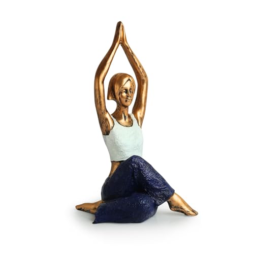 Image of ExclusiveLane 'Yoga Lady Staute' Showpiece for Home Decor (Resin, 10.9 Inch, Handcrafted) |Decorative Items for Living Room Show Pieces for Home Decor Living Room Curios Showpieces for Gifts