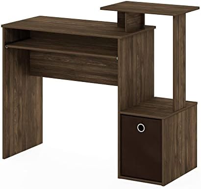 Furinno Econ Multipurpose Home Office Computer Writing Desk, Columbia Walnut/Dark Brown, 15.8"D x 39.4"W x 34.09"H