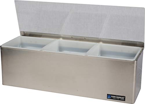 Free Shipping Over $50 Carlisle FoodService Products San Jamar B6183L EZ-Chill Stainless Steel Garnish Center with 1qt Inserts, 18" Width x 5-7/8" Height x 5-3/8" Depth