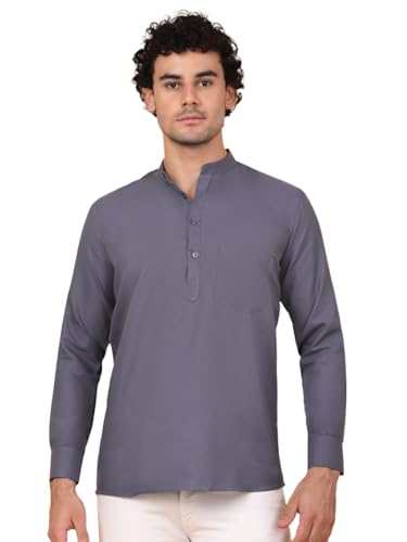 Image of Jompers Men's Cotton Regular Fit Solid Short Kurta