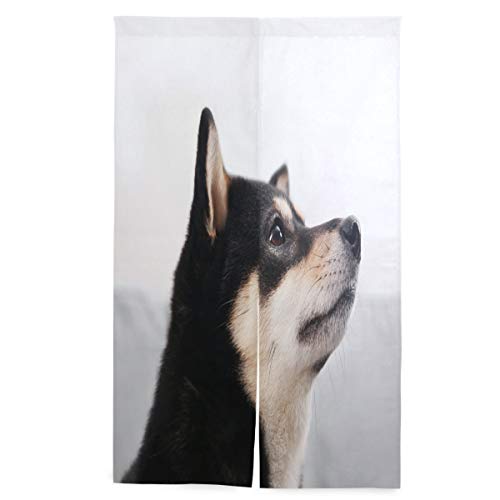 のれん 間仕切り 暖簾 目隠し 障子 柴犬 犬柄 黒柴 おしゃれ ロング 遮光 防炎 断熱 温泉 四季兼用 のれん 玄関 キッチン リビング 飲食店 出入り口 突っ張り棒付き 143x86cm