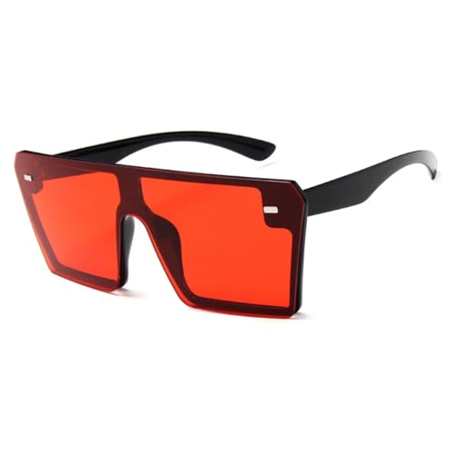 Lunettes de soleil vintage punk UV400 grande monture noire rouge