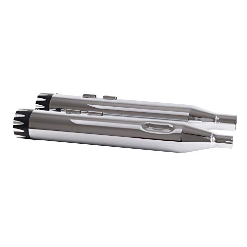 SHARKROAD Chrome 4.5\" Large Outlet Slip Ons Muffler Exhaust For Harley Davidson Touring 2017-2020, Deep Bass Throaty Sound Harley Muffler. Fit Street Glide, Road Glide, Road King, Electra Glide, 26CB - Thumbnail 6