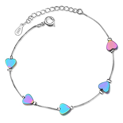 Bracelet Feng Shui coloré cœur femme : bijou porte-bonheur mariage ajustable