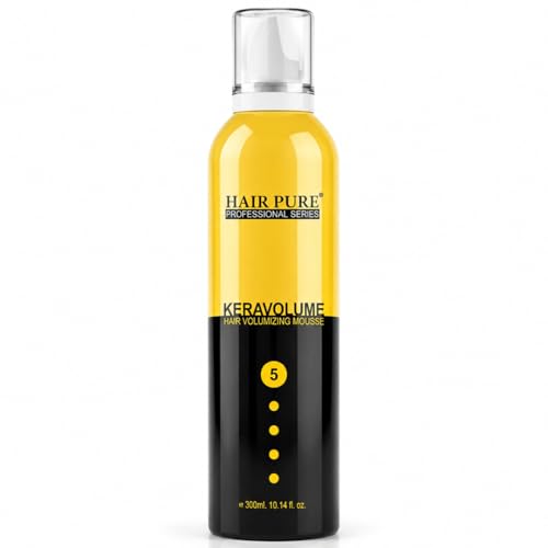 Image of Hair Pure Keravolume Hair Volumizing Mousse Enrich with Keratin for Men & Women | Strong Hold Hair Styling Mousse | Long Lasting Volume & Shine | Non-Sticky Lightweight Formula | All Hair Types | 300ml