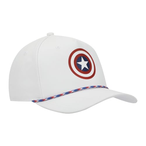 Marvel Universe Captain America Shield Adult White Elite Flex Snapback Hat - Image 4