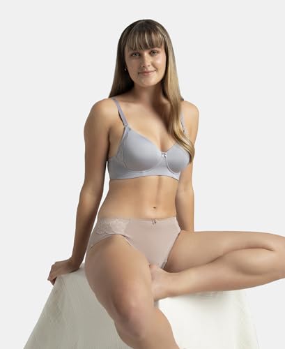 Image of Jockey 1816 Women Wirefree Padded Soft Touch Microfiber Elastane Stretch Full Coverage T-Shirt Bra with Lace Styling