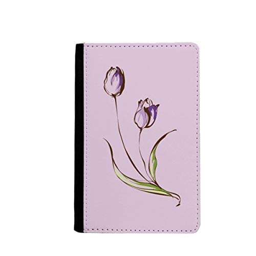 Étui portefeuille violet tulipes et verdure pour cartes bancaires