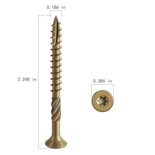 #10 * 2-1/4" Deck Screws, (90pcs) 1 lbs.Exterior Wood Screws, Rust Resistant Epoxy Coated, Bronze, T20 Star Bit