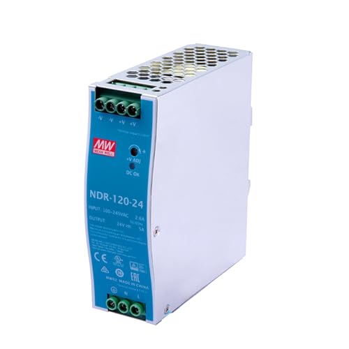 TorqCali NDR-120-24 Industrial DIN Rail Power Supply 24V 5A High Efficiency for Industrial Automation UL/TUV Certified