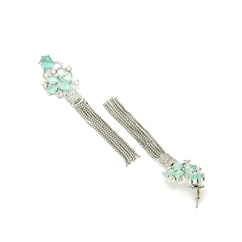Rhodium Plated Drop Earrings