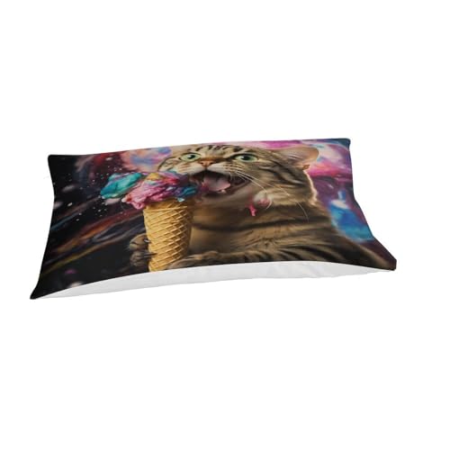 Housse de couette chat mignon 3D microfibre parure de lit 3 pièces zip - 6