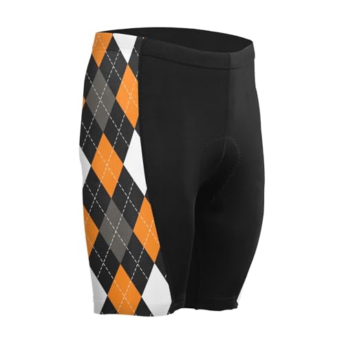 Compressed Shorts, Men's Polyester Running Shorts, Exercise and Sports Argyle Plaid Orange Halloween