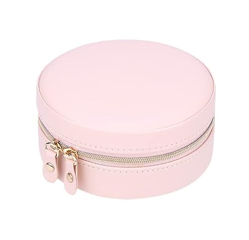 YiHao Mini Joyero de Viaje para Mujer, Organizador de Joyero Portátil Redondo Caja Joyero para Pulseras, Pendientes, Anillos, Collares, Relojes, Regalos para Madres, Esposas y Colegas,Rosado Cover