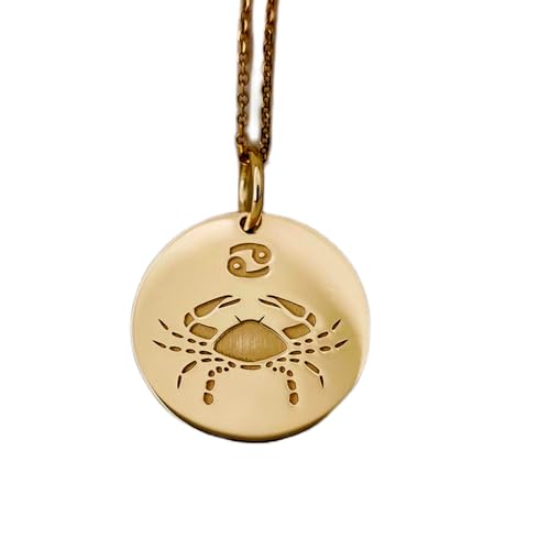 Collier signe du zodiaque Cancer en argent 925 LKBEADS plaqué or avec chaîne 45 cm