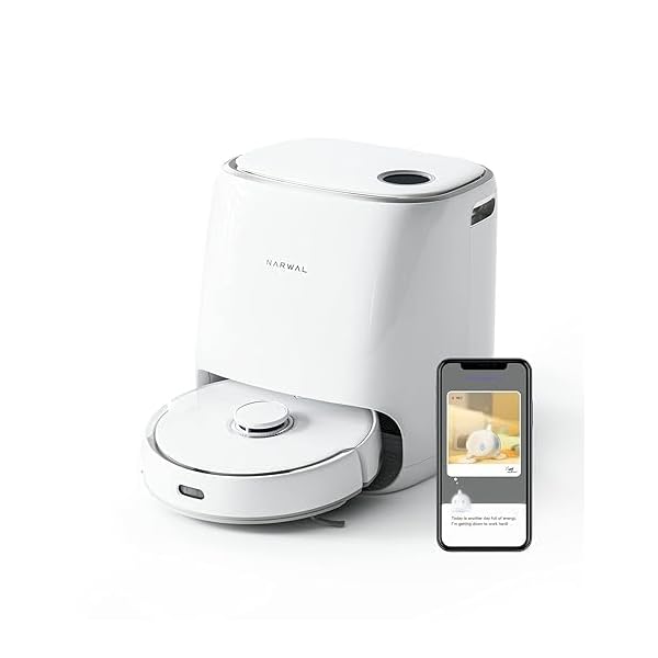Narwal freo robot vacuum and mop comb washing drying dirt sense ultra clean auto add cleaner lcd display smart swing arcuate route wifi app control white  urban country home decor