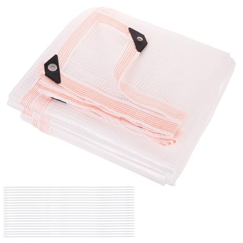 10x20ft Clear Greenhouse Tarp 11mil Thickness Heavy Duty Tarp with Grommets and Zip Ties,UV Resistant Waterproof Greenhouse Cover for Outdoors Garden, Farm & Chicken Coops