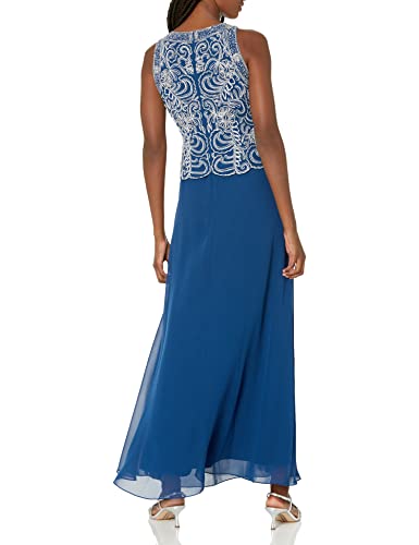 Image of J Kara Womens Petite Sleeveless Scallop Long Beaded Dress W /Scarf
