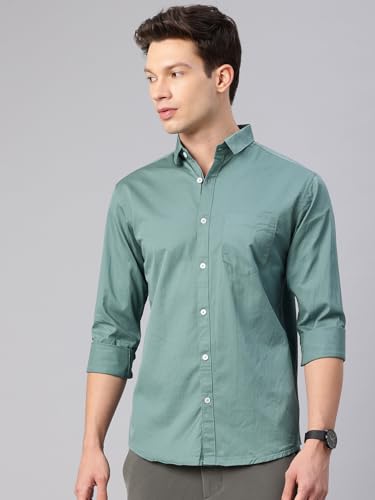 Image of Majestic Man Men's Cotton Slim Fit Solid Casual Shirt