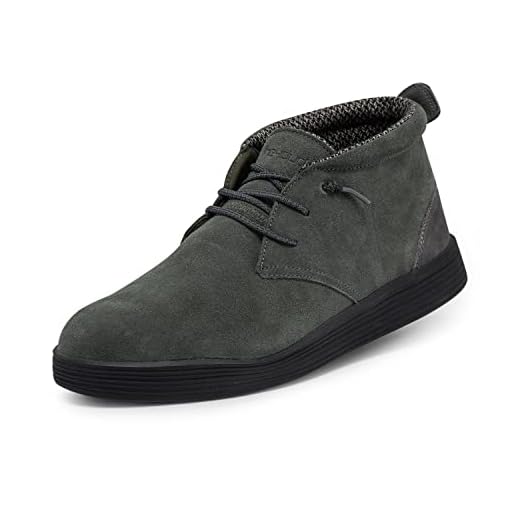 Hey Dude Jo – ökenkängor för män – lätt – fodrad med naturlig ull – slip-on stövlar – innersula med minnesskum, Mocka vinter mossa, 43.5 EU