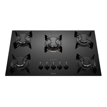 Cooktop 5 Bocas Preto com Mesa de Vidro Atlas U Top Bivolt