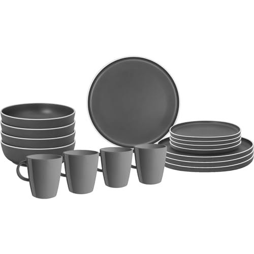 Brunner Sequoia Melamin Campinggeschirr – 16-teiliges Set, Mehrfarbig, Spülmaschinenfest
