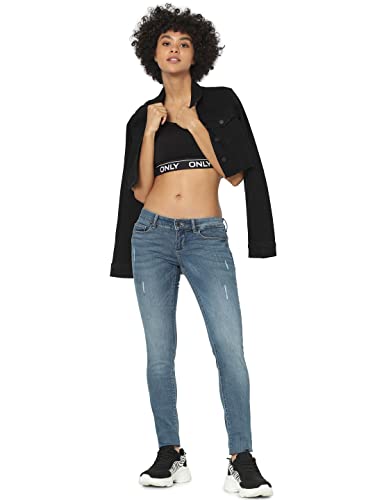 Image of ONLY Women Blue Skinny Fit Low-Rise Low Distress Light Fade Jeans