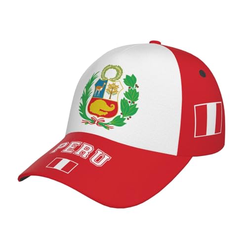 Casquette de baseball avec drapeaux nationaux pour homme et femme, casquette de protection solaire réglable à la mode, casquette de camionneur, casquettes patriotiques, Drapeau du Pérou, Taille unique