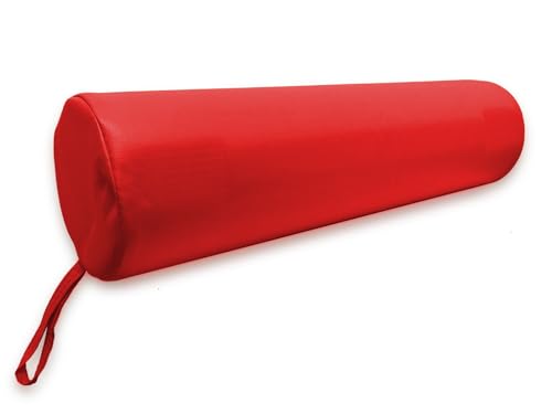 QUIRUMED Cojín Rodillo, 55 x 15 cm, color Rojo, Polipiel, Relleno de espuma, para Yoga, para Fitness, para Masaje