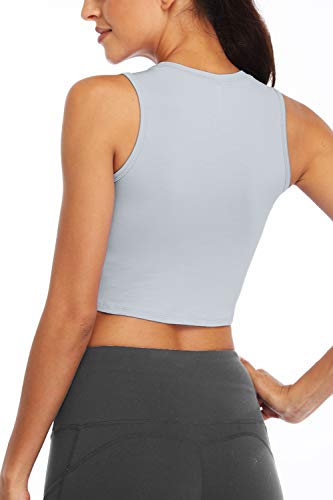 Image of Yoga Crop Tops Dance Tops Fitted Workout Crop Tops Yoga Tank Tops Athletic Sports Shirts for Women
