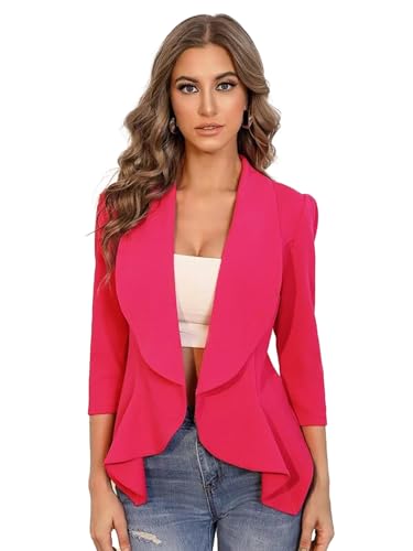 KOTTY Women's Lightweight Open Front Blazer – Draped Waterfall Longline Blazer Style