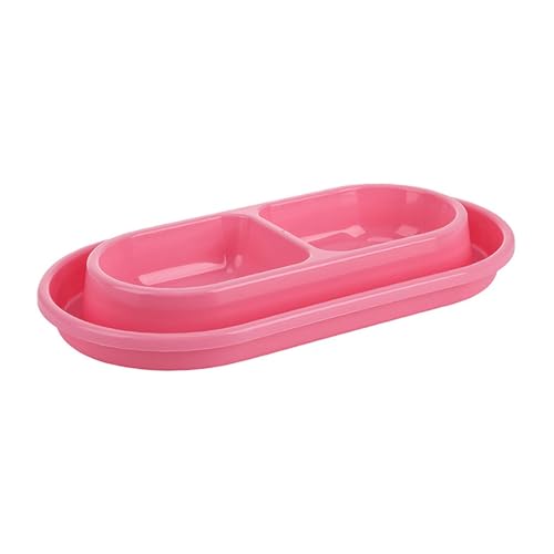 Bothyi Cat Food and Water Bowl Set Kitty Feeder Outdoor Easy to Clean for Indoor Cats Antislip Puppy Dishes Pet Double Bowl, Pink, L