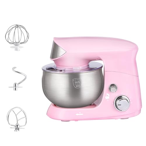 Dough Mixer,Electric Food Stand Mixer with 3.5L Mixing Bowl & Splash Guard 6 Speeds Tilt Head Food Blender Includes Beater,Dough Hook & Balloon Whisk for Kitchen Baking Cakes,Batters,Bread,D