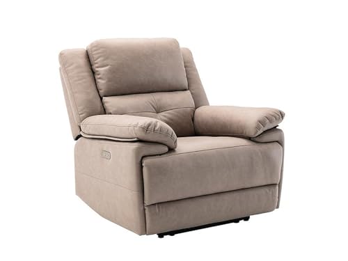 Vente-unique - Fauteuil Relax électrique en Tissu Taupe DOLENE
